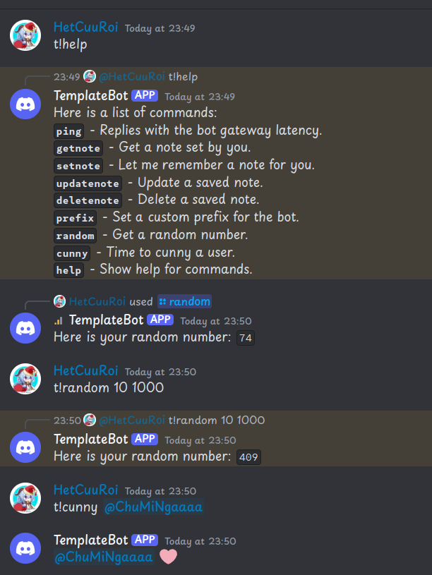 Commands demo